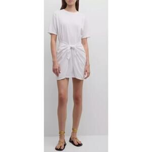 Xirena NWT Women's Emme Shirt Dress White Minimalist Modern Short Sleeves Size M